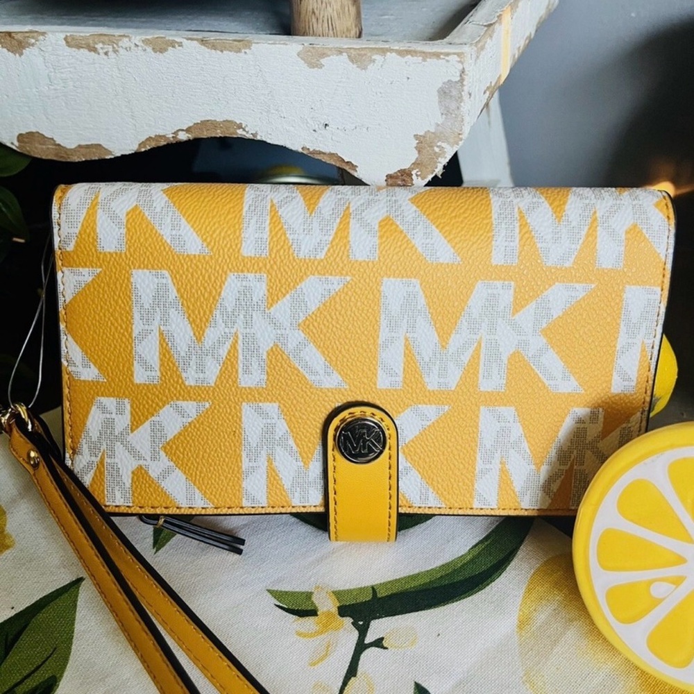 Michael Kors Yellow and White Clutch